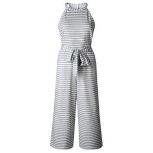 NWT Gray Stripe Sleeveless Jumpsuit